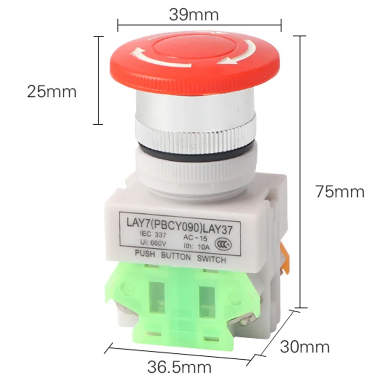 Hot 1NO 1NC DPST Emergency Stop Latching Push Button Switch 10A Mushroom Cap PLD | Обустройство дома
