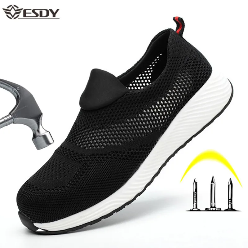 

Summer Breathable Work Safety Shoes Men Women Lightweight Steel Toecap Indestructible Shoes Anti-Smashing Safety Work Boots