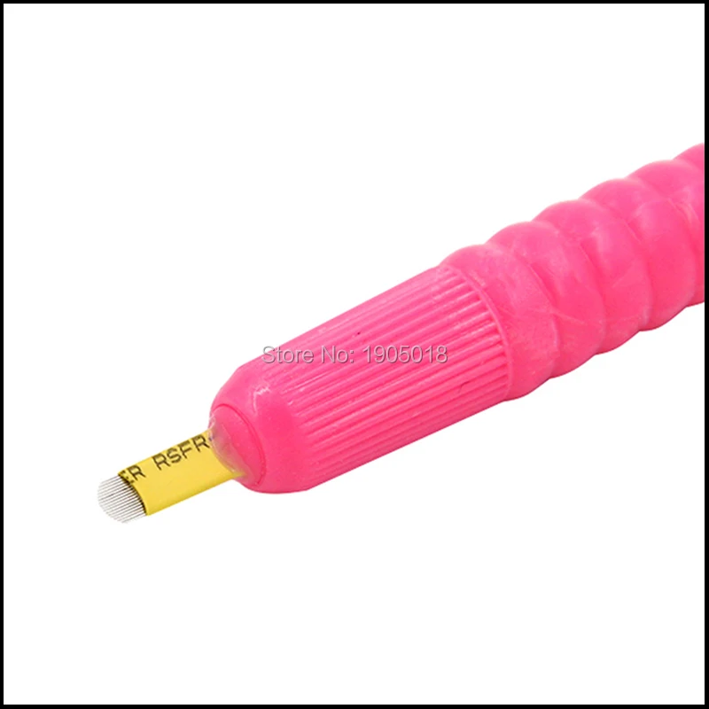 Большая распродажа 100 шт/партия розовые Одноразовые 3D ручки для микроблейдинга с 18U лезвие иглы ручной бровь Вышивание Татуировка ручные инструменты