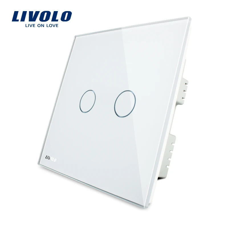 LIVOLO, сенсорный выключатель, Стекло Панель, VL-C302-61/62/63220~ 250 V, 2-банды, только стандарт Великобритании, сенсорный светильник переключатель с Светодиодный индикатор