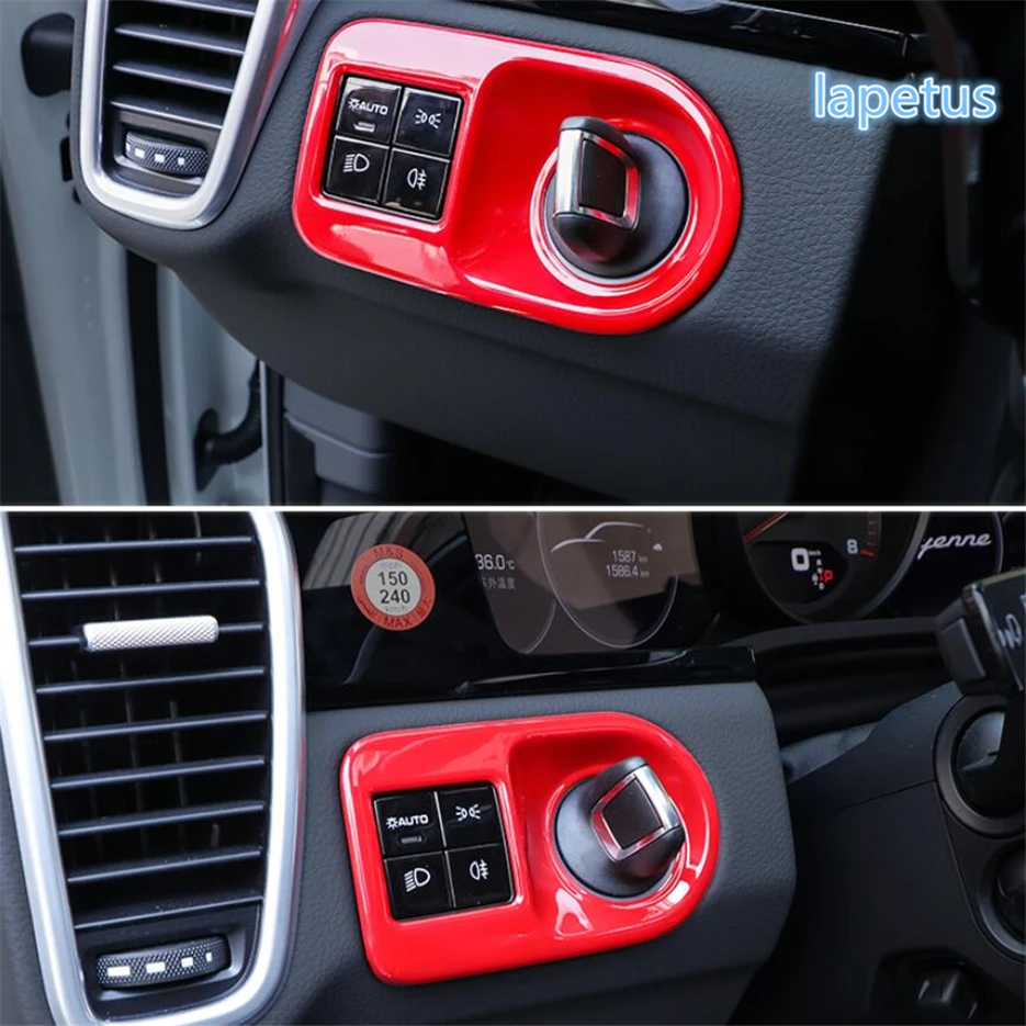 

Lapetus Head Lights Lamp Switch Open Close Button Decoration Frame Cover Trim 1 Pcs Fit For Porsche Cayenne 2018 2019 ABS