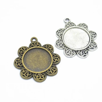 

15pcs Round 20mm Cabochon Settings Flower Charms DIY Jewelry Making Pendant Fit Bracelets Necklaces Earrings Handmade Crafts
