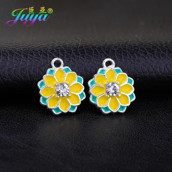 

Juya 10pcs/lot Wholesale DIY Enamel Charms Colorful Flower Pendants Accessories For Handicraft Pendant Jewelry Making Components