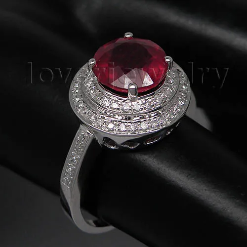 

Fancy Solid 14Kt White Gold 3.33ct Diamond Natural Ruby Ring,Jewelry Wedding Ring Sale