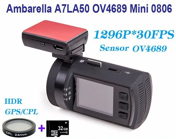 Оригинальный Новый Обновление Мини 0806 Full HD 1296 P Ambarella A7LA50 OV4689 Автомобильный dvr gps