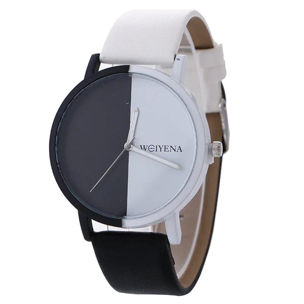 

Neutral Black White Design Pattern Women Watch Leather Band Analog Quartz Wrist Watch Ladies Clock relogio feminino 2019