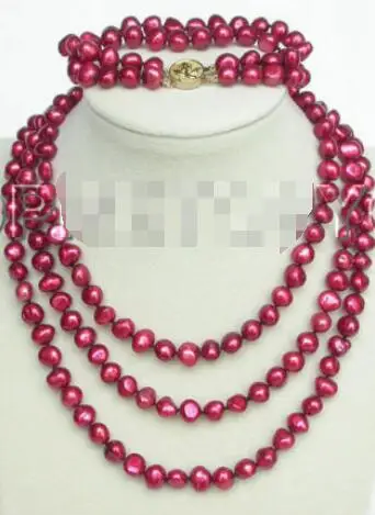 

Free Shipping >>>>> 49" 9mm baroque red pearls necklace bracelet
