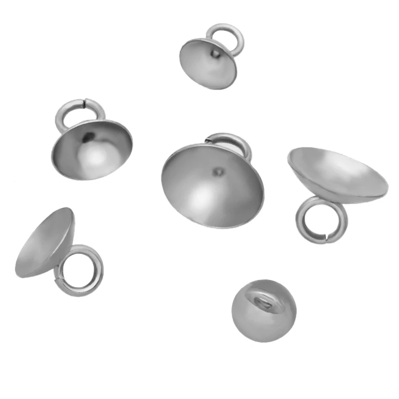 

50pcs 6/8/10MM Stainless Steel CAP CONNECTOR CLASP for DIY GLASS GLOBE VIALS BOTTLES BEAD Lid Jewelry Fittings