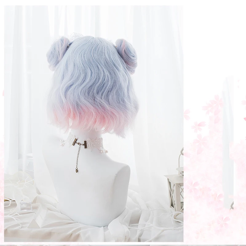 Kawaii красивые короткие кудрявые женские волосы синий Уникальный парик синтетический парик Лолита готические волосы женские модные парик для девочек вечерние милые волосы