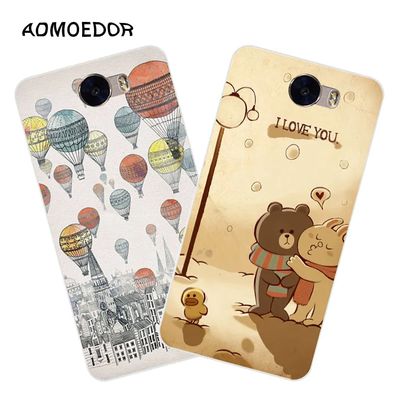 Huawei y5 ii Case Silicon Fashion Cartoon Painting Soft TPU IMD Back Cover for huawei 2 Transparent Phone Bags |