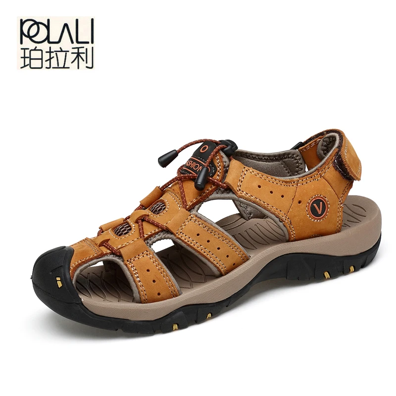 

POLALI 2018 Leather Sandals Men Classic Men Sandals Comfortable Men Summer Shoes