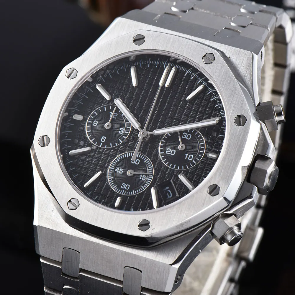 

Watch Japan chronograph full function quartz 41mm sturdy brushed 316L stainless steel bracelet sapphire crystal