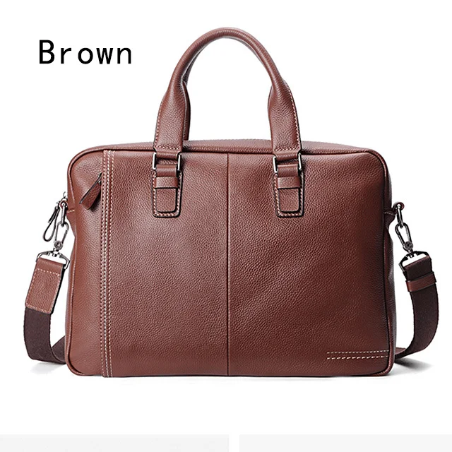 LUENSRO мужской портфель из натуральной кожи, сумка из воловьей кожи, мужская сумка, Большая вместительная мужская сумка, портфель для ноутбука, кожаные сумки на плечо - Цвет: brown