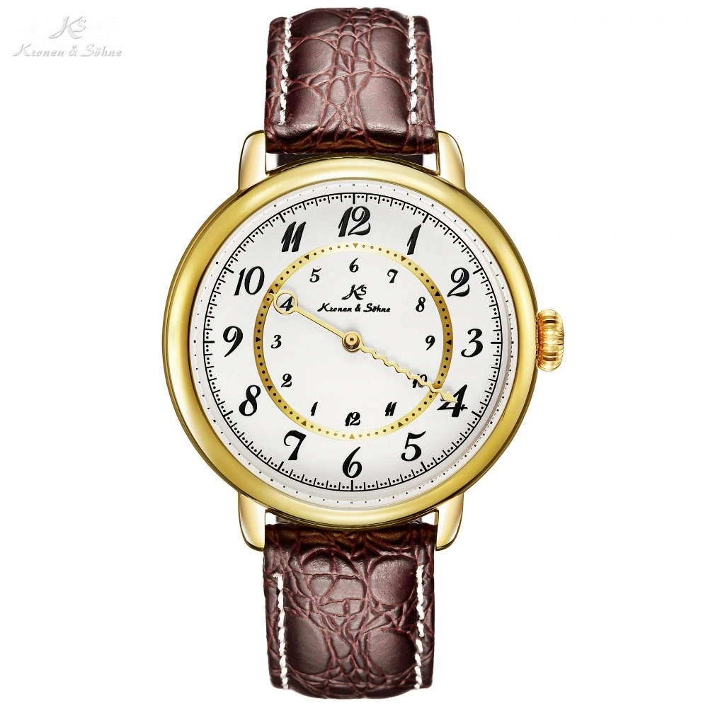 

Kronen Sohne Brand Watch Men Mechanical Automatic White Case Brown Leather Strap Wristwatch relogio masculino Watches /