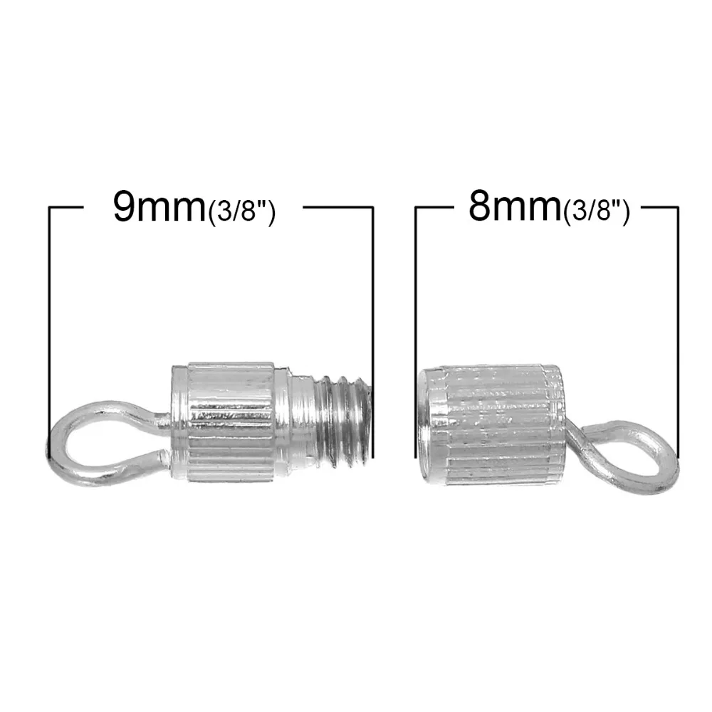 Copper-Screw-Clasps-Necklace-Bracelet-Findings-Cylinder-Silver-Plated-15mm-5-8-x-4mm-1-8