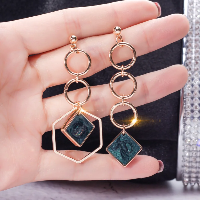

Trendy Acrylic Geometric Women Dangle Earrings Geometrically Asymmetric Long Fringed Eardrop Drop Earrings Jewelry Earrings
