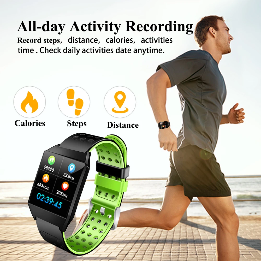 2019 New IP67 Smart Fitness Wristband Bracelet Heart Rate Monitor Waterproof with Blood Pressure Pedometer Color Screen Watch