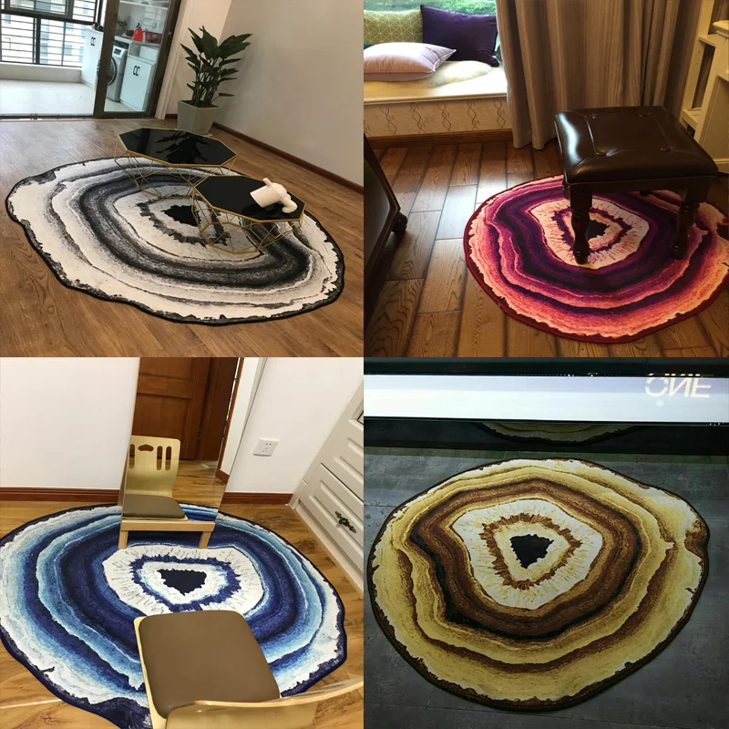 fashion Style Multisize Tree Rings Wood Carpet and Rug Stripe Purple Blue Lake Living Room Rugs Kids Play Area 3 Feet/4 Feet | Дом и сад