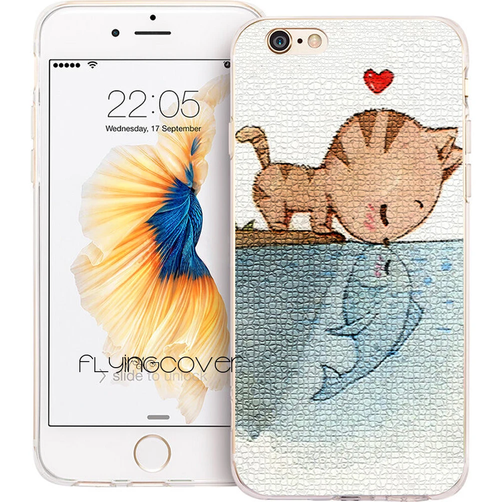 

Coque Lovely Cat Kiss Fish Clear Soft Silicone Phone Cases for iPhone XS Max XR X 7 8 6 6S Plus 5S 5 SE 5C 4S 4 iPod Touch 6 5.