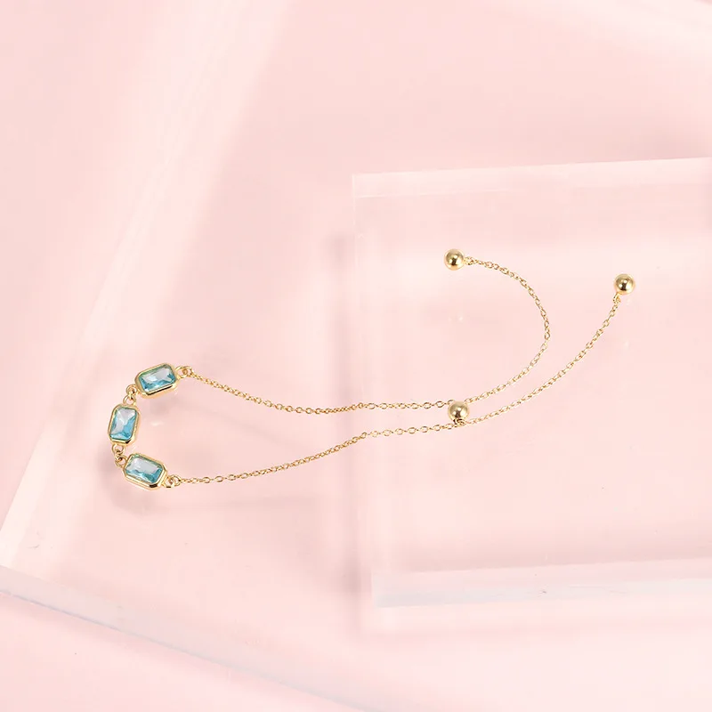 INALIS настраиваемый очаровательный браслет и браслеты с синим кубическим цирконием золотого цвета для женщин ювелирные изделия Подарочные Браслеты Mujer