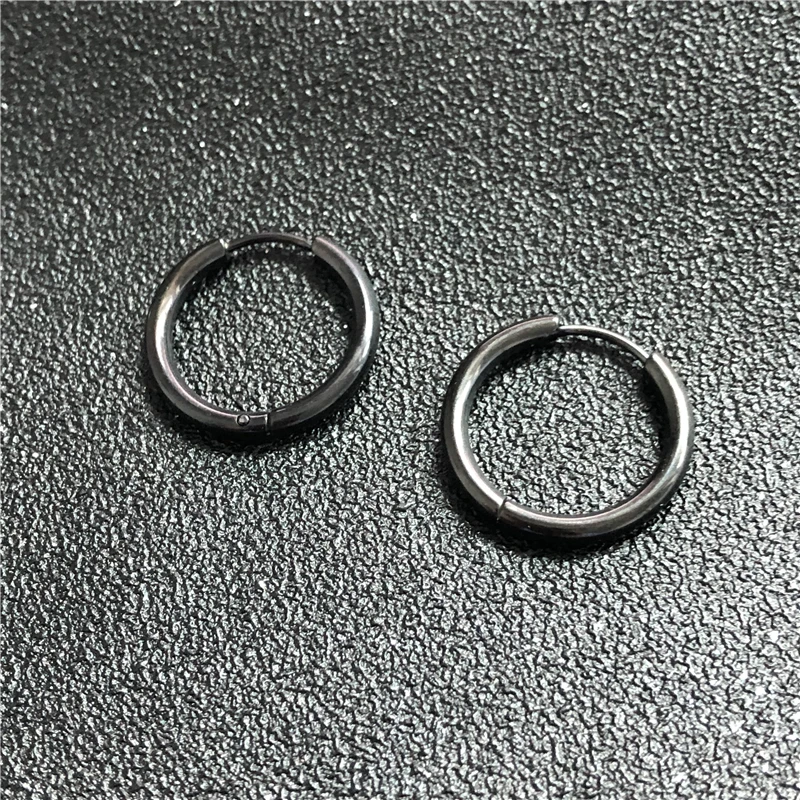 UVW137 2 шт. модные большие круглые серьги-кольца серьги из хирургической стали для женщин и мужчин серебряные черные Pendientes модные аксессуары