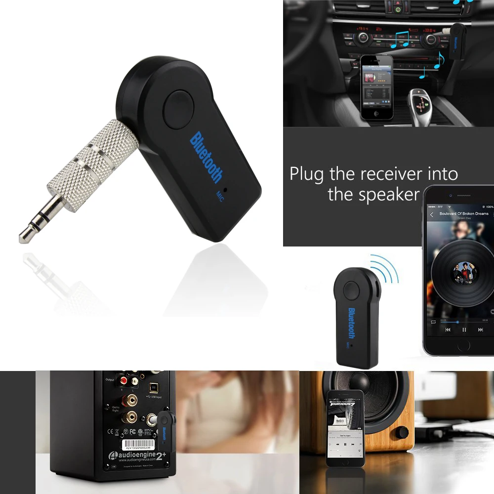 

2017 Handfree Car Bluetooth Music Receiver Universal 3.5mm Streaming A2DP Wireless Auto AUX Audio Adapter With Mic For Phone MP3