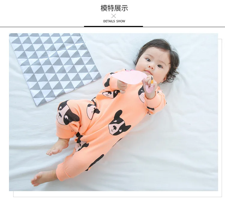 Хлопковый комбинезон для новорожденных с изображением бульдога, комбинезон с длинными рукавами для новорожденных девочек и мальчиков