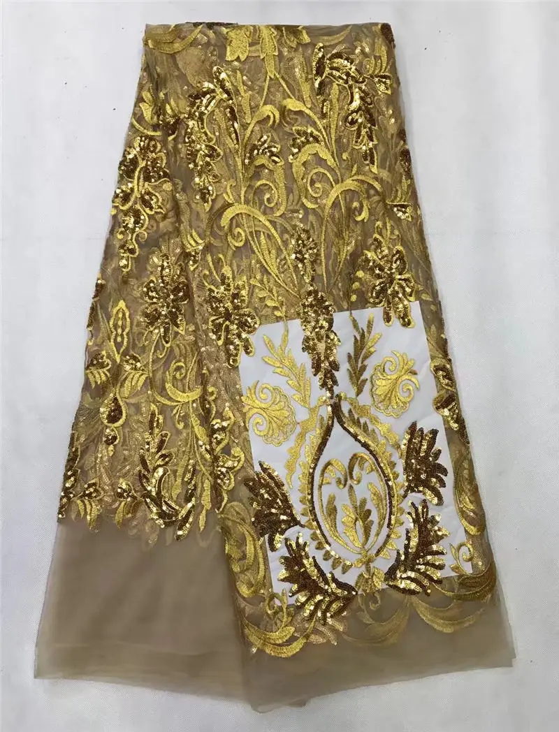 

African Lace Fabric Guipure Lace fabric with Sequins High quality french net lace for Wedding Dress SE1063