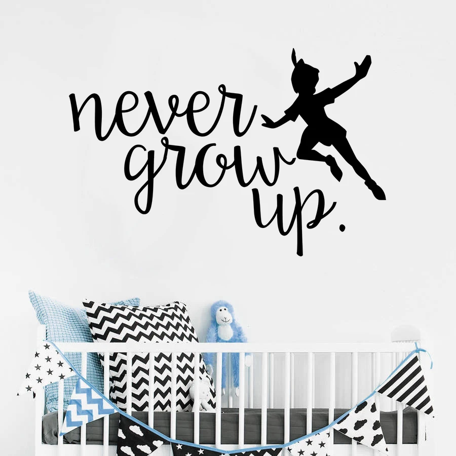 

Kids Room Wall Sticker Never Grow Up Quote Wall Decals Home Nursery Decoration Babys Room Wall Art Murals Vinyl Wall Art AY1146