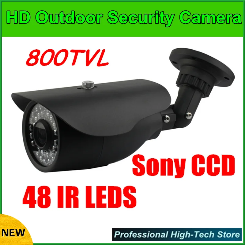 

Black HD Sony CCD 800TVL 48 IR LEDs IR Cut 6mm Security Outdoor Bullet CCTV Camera