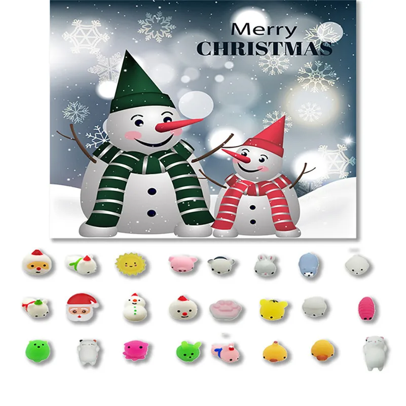 24PC Christmas Toys Mini Cute Squeeze Funny Toy Soft Stress And Anxiety Relief Antistress Visqueux Squishi For Children A1 |