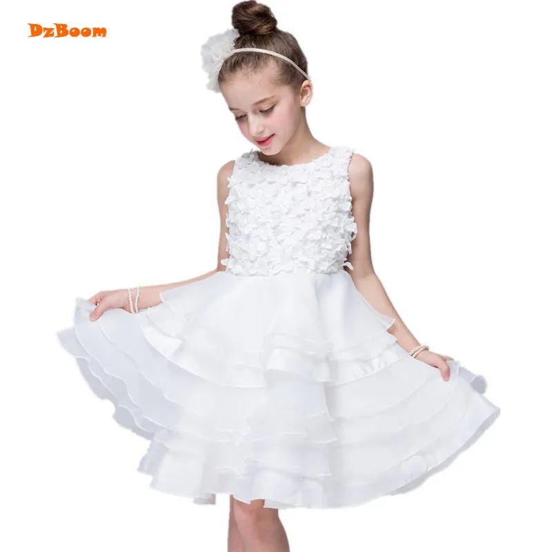 

DzBoom 2017 Children New Vanity Girls Dresses For Pageant Dance Party Ceremonies Girl White Dress For Wedding Girl Clothes
