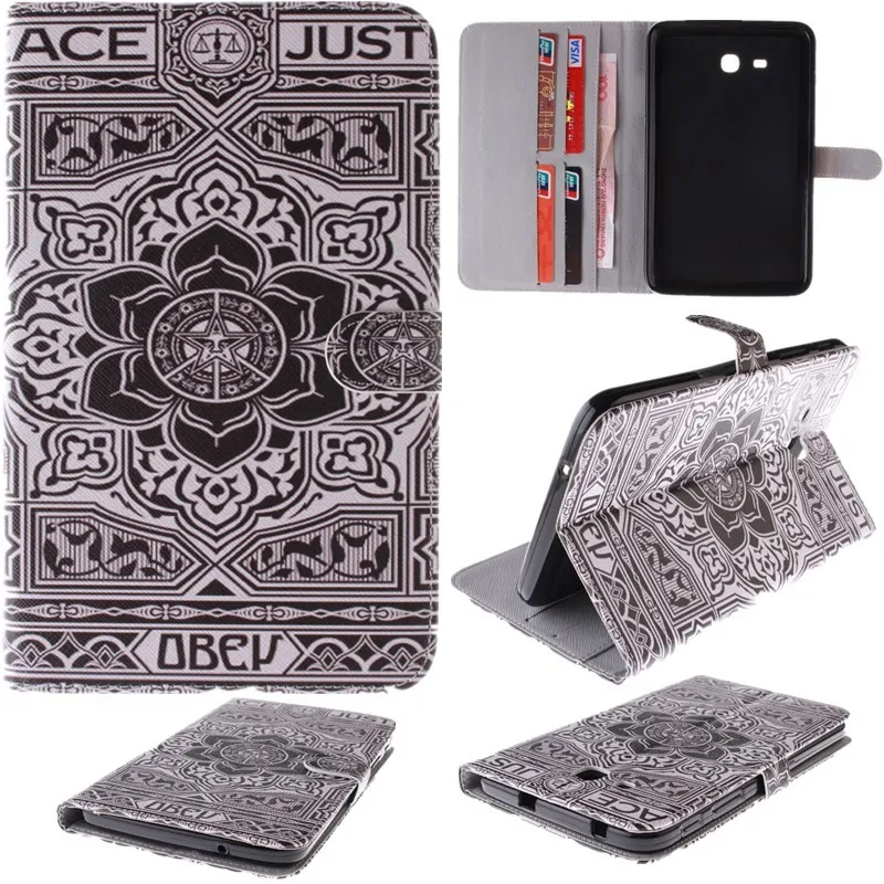 Fashion Painted Flip PU Leather s Case For Samsung Galaxy Tab 3 Lite Case For Samsung Galaxy Tab 3 7.0 T110 T111 Tablet Cover (82)