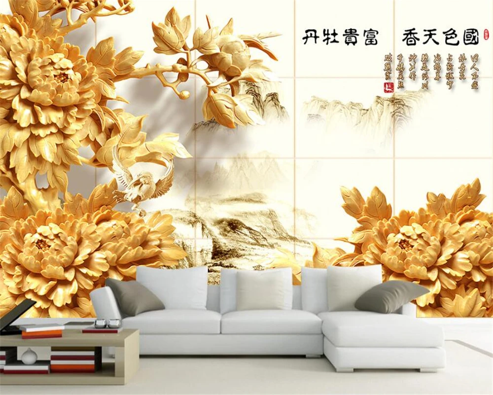 Beibehang 3D Wallpaper Aromatic Fragrant Peony Flower Chinese Style Living Room Bedroom TV Background wallpaper papel de parede beibehang wallpaper modern personality simple sprinkle stripes nonwoven papel de parede wallpaper living room bedroom background