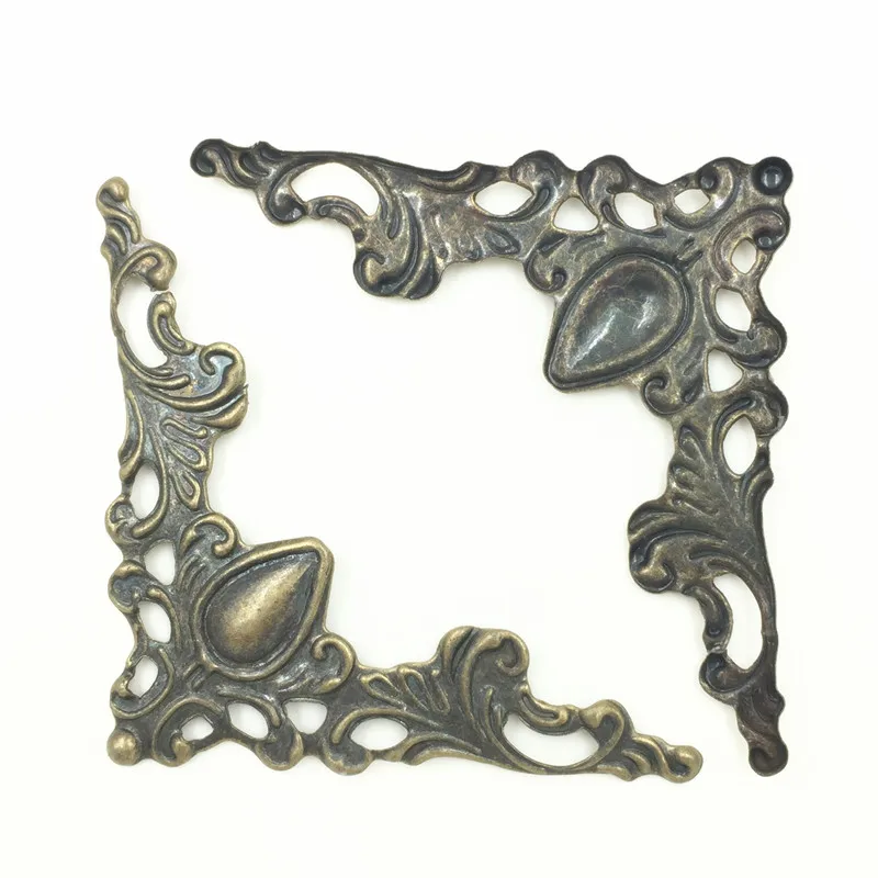 

100Pcs Hollow Book Albums Menus Folders Corners Crafts Scrapbook Hardware Protectors 58x41mm, Bronze Tone/Rose Gold