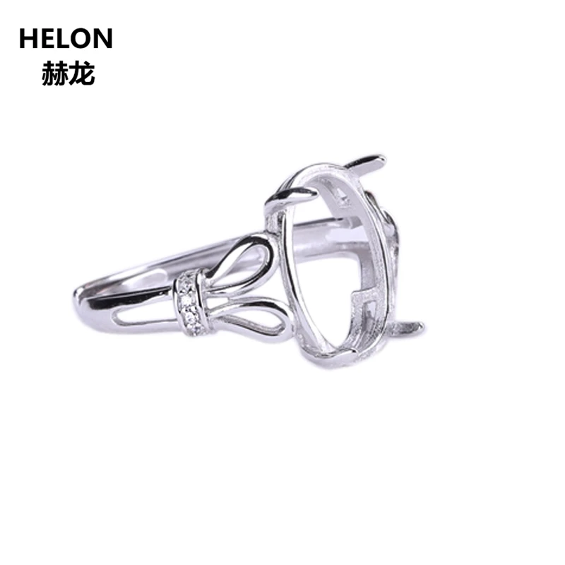 

925 Sterling Silver Engagement Wedding Semi Mount Ring for 13x18mm 13.5x18.5mm 10x14mm Oval Cabochon Amber Opal Agate Setting