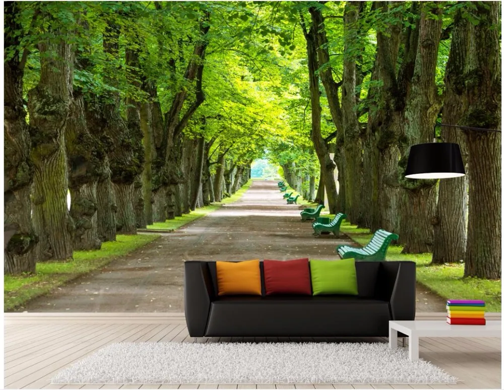 

WDBH custom mural 3d photo wallpaper on a wall Fresh and beautiful tree avenue home decor 3d wall murals wallpaper for wall 3 d