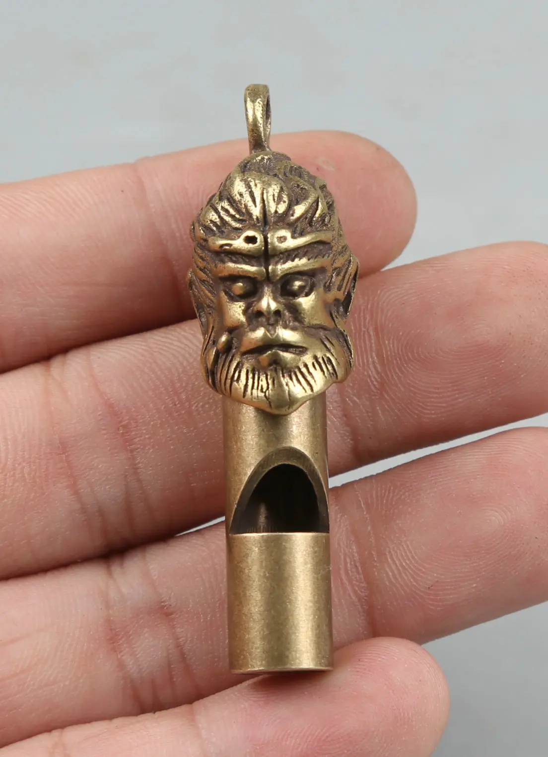 

51MM/2.1"Collect Curio Rare China Fengshui Small Bronze Exquisite Journey To The West Sun WuKong Whistling Pendant Statue 26g