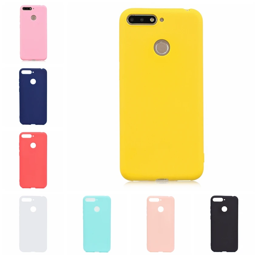 

Candy Color Phone Case For Coque Hawei Y6 2018 Soft Silicon TPU Back Cover Cases For Etui Huawei Honor 7A 7 A A7 Back Cover