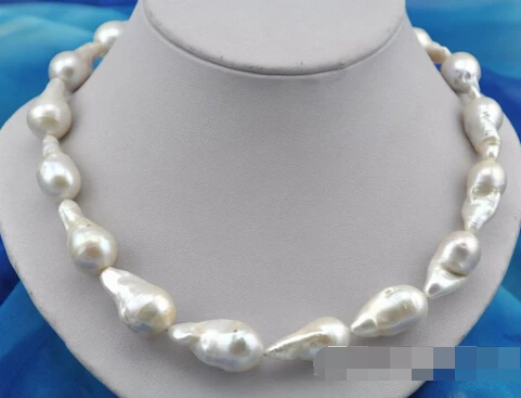 

0001154 18"26mm baroque white reborn keshi pearl necklace AAA