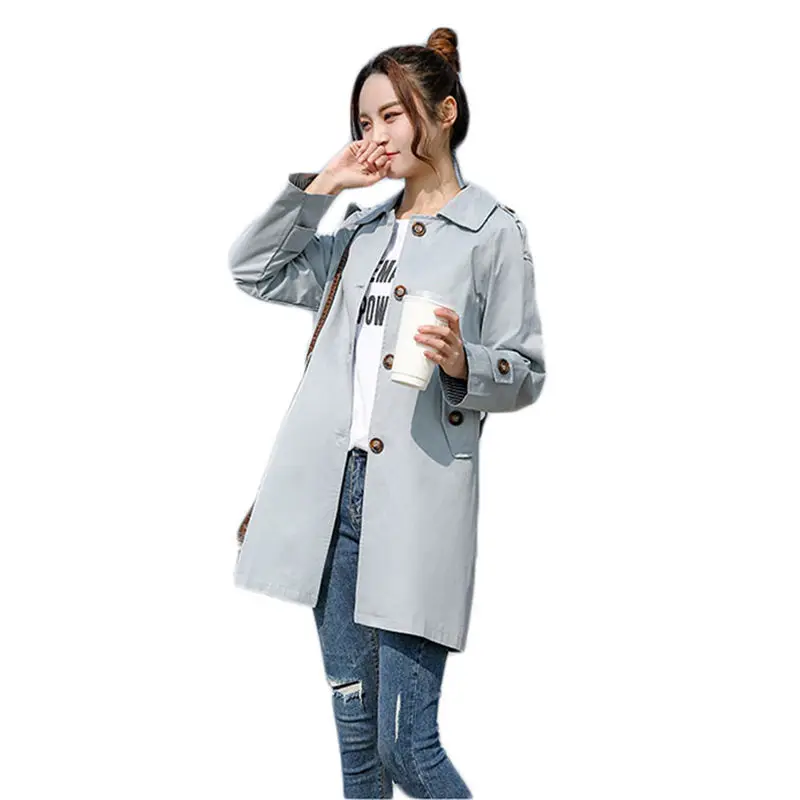 Женская Длинная ветровка с поясом Корейская тонкая свободная Базовая куртка и