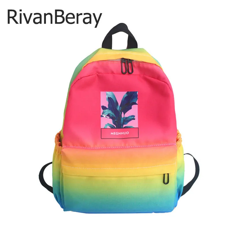 

Rainbow Gradient Backpacks Hot Sale Canvas Japan Style Backpacks for Women Mochila Large Capacity School Shoulder Bag Female New