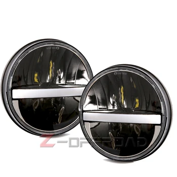 

7inch LED White Daytime Running Lights Headlight for Land Rover Defender 90/110 7" UAZ DRL LED Headlamp with Amber Turn Signal