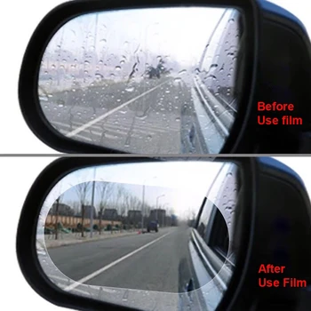 

2PCS Anti fog film Rainproof film Car rearview Review mirror rain film Round oval foil sticker transparent film car accessories