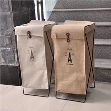 France Tower zakka collapsible green jute linen laundry laundry basket laundry barrel Toys Storage Box