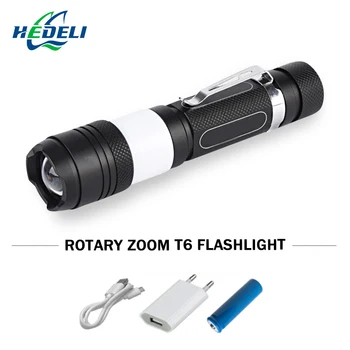 

Powerful led flashlight USB CREE XML T6 18650 rechargeable battery waterproof Portable led Torch Camping flash light