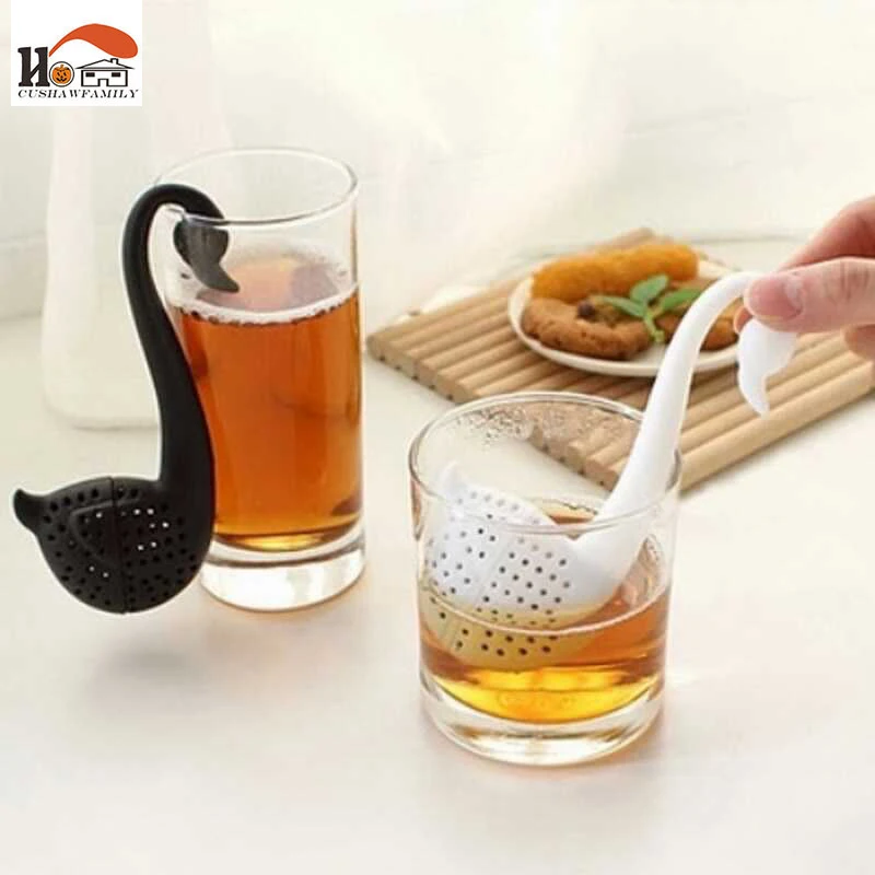 1x элегантный лебедь пластиковый чайный мешок подвесной infuser Фильтры Чайные