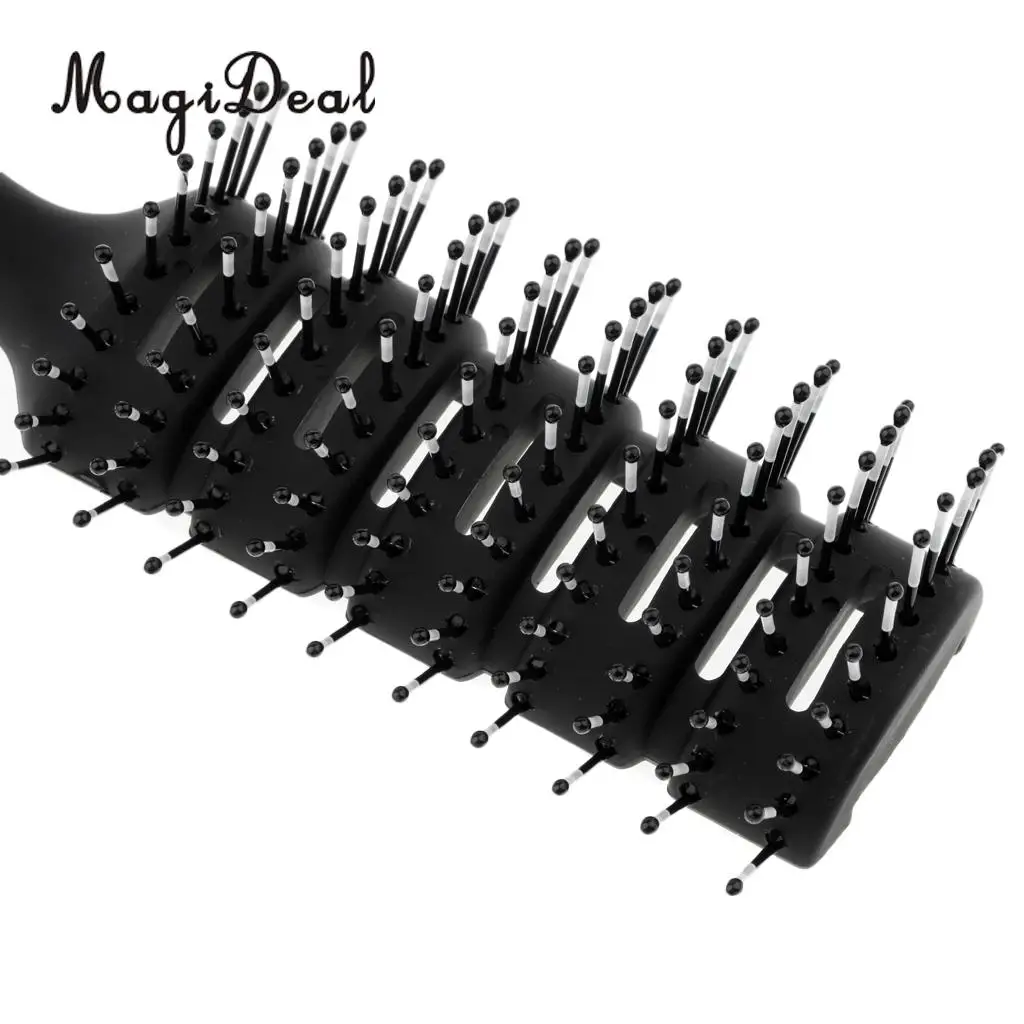 Vented 10 Row Styling Hairbrush Detangler Comb for Wet Dry Long Hair Black