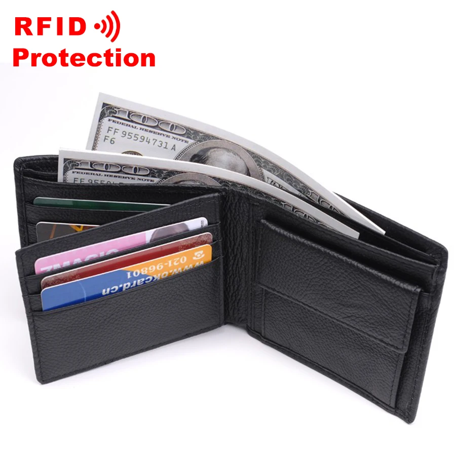 Мужские кошельки из натуральной кожи с RFID защитой брендовые дизайнерские