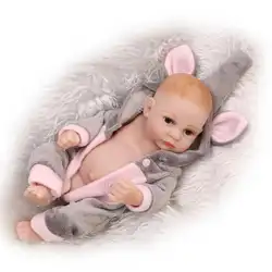 Bebe полный силиконовый корпус куклы-младенцы Reborn 27 см мини Поддельные Детские Для мальчиков и девочек кукла слон комплект одежды лучший